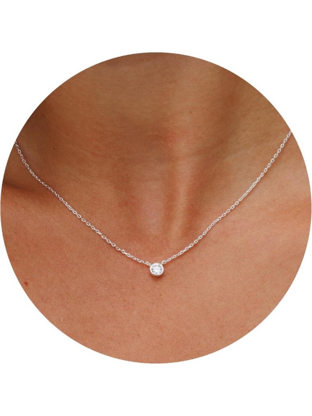 Dainty Gold & Silver Choker Necklace for Women with Faux Diamond Pendant